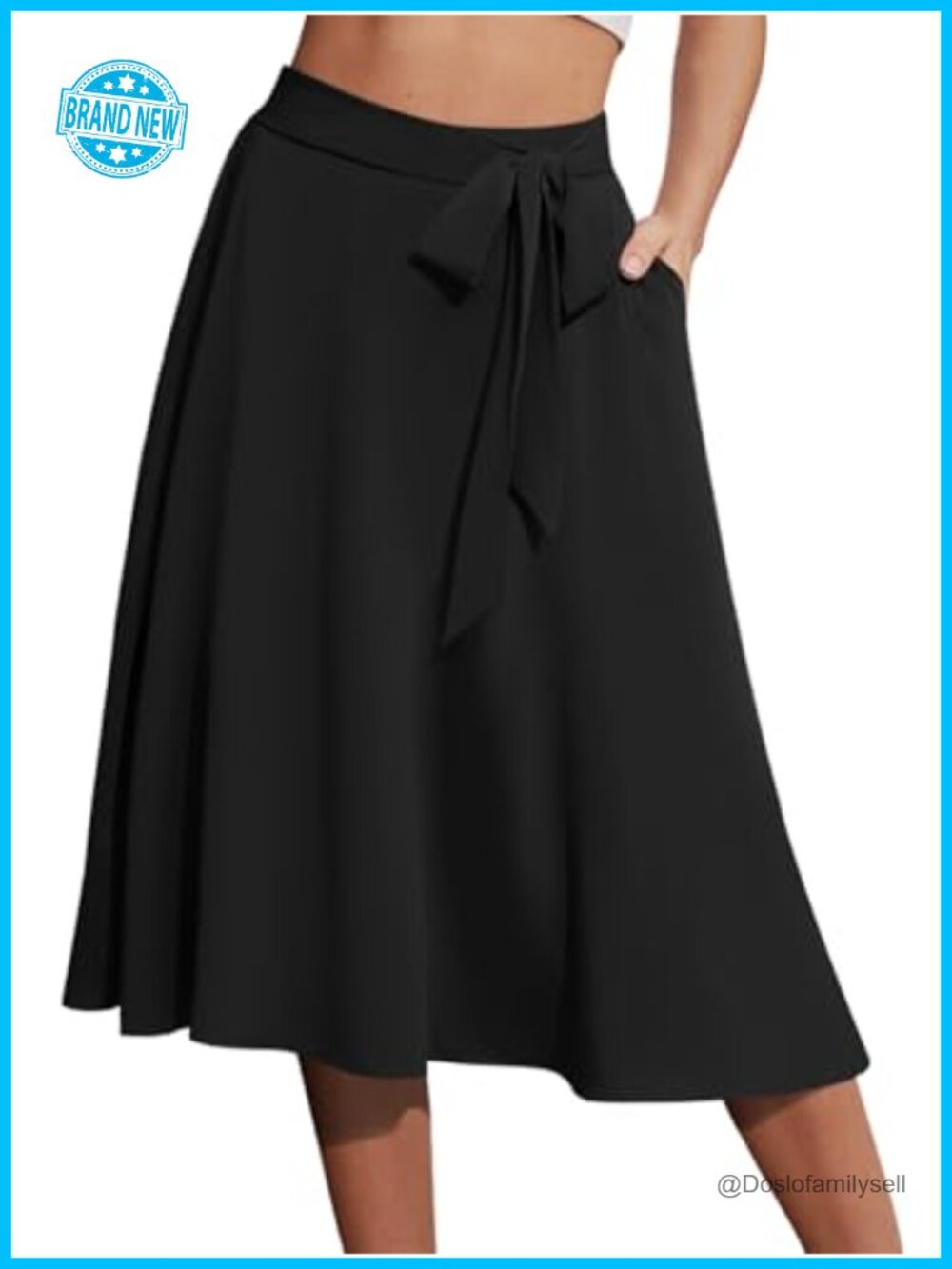 Women's A-Line Midi Skirt with Pockets Chiffon Flare High Waist